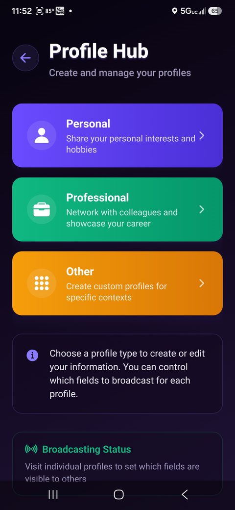 Profile Hub screen
